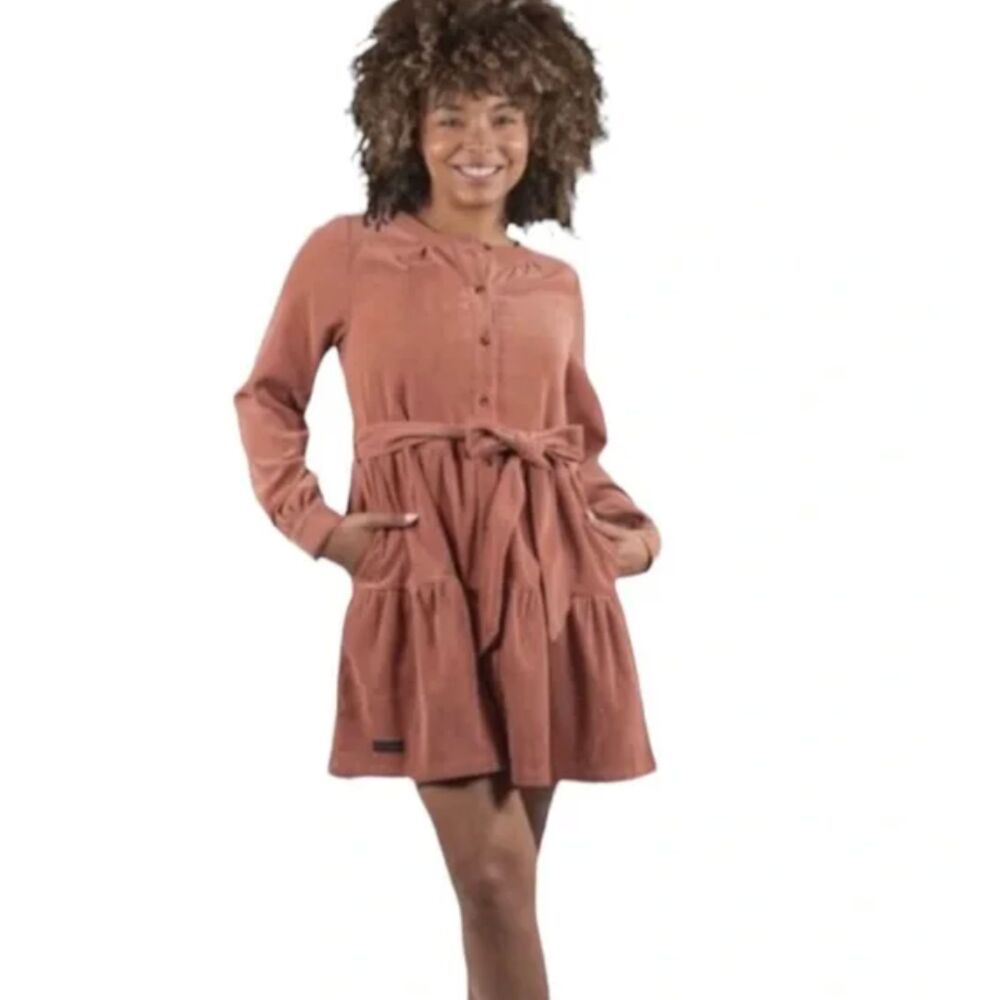 Simply Southern Womens Mini Maeve Baby doll Corduroy feel Dress